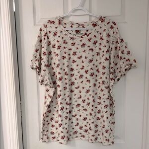 Torrid 4 Floral Short Sleeve Tee - Cream and Red